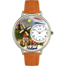 Whimsical Unisex Holland Tan Leather And Silvertone Watch #U14200 ...