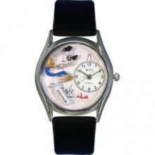 Whimsical Watches S0610018 Respiratory Therapist Black Leather And Silvertone Watch