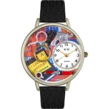 Whimsical Watches Silver Steel Whims-U0460002 Unisex U0460002 Mystery Lover Black Skin Leather Watch