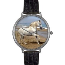 Whimsical Watches T0110021 Women'S T0110021 Andalusian Horse Black Leather And Silvertone Photo Watch