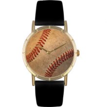 Whimsical Watches Unisex Baseball Lover Photo Watch with Black Leather Color