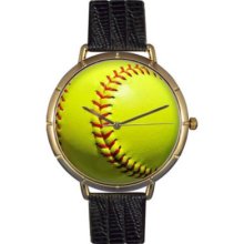 Whimsical Watches Women s Softball Lover Quartz Black Leather Strap Watch