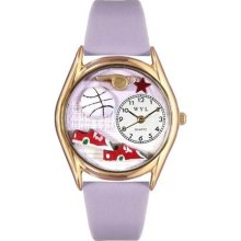 Whimsical Watches Women's Volleyball Lavender Leather and Gold Tone Watch