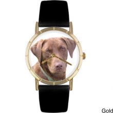 Whimsical Women's Chocolate Labrador Retriever Photo Watch (Silver)