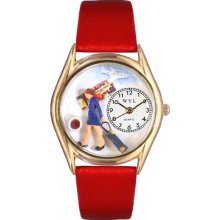 Whimsical Womens Flight Attendant Red Leather And Goldtone Watch ...