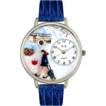 Whimsical Women's Flight Attendant Theme Royal Blue Leather Watch