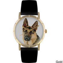 Whimsical Women's German Shepherd Photo Watch (Gold)