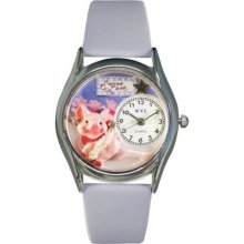 Whimsical Womens Swine Lake Baby Blue Leather Watch #557676