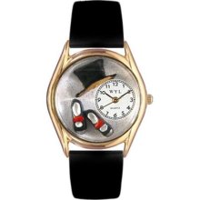 Whimsical Womens Tap Dancing Black Leather And Goldtone Watch #C0 ...