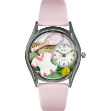 Whimsical Womens Tennis Female Pink Leather Watch #557550