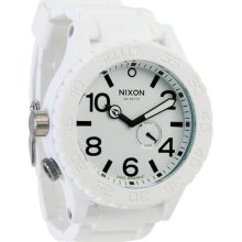 White Stainless Steel Case White Dial White Rubber Strap 300M