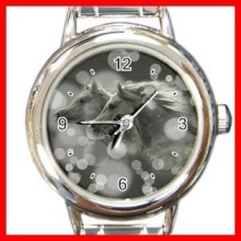 Wild Horses Snow Animals Round Italian Charm Wrist Watch 661