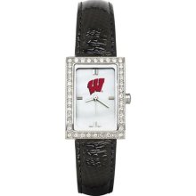 Wisconsin Badgers Allure Ladies Watch With Black Leader Strap