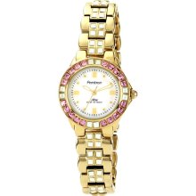 Wmns Goldtone MOP Dial Crystal Accents Luminous