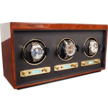 Wolf Designs Meridian Burlwood Modular Triple Watch Winder 101361