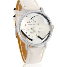 WoMaGe Round Dial Women's Hollow Design Analog Watch (White)