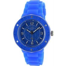 Women's Ceramic Case Rubber Bracelet Blue Tone Dial