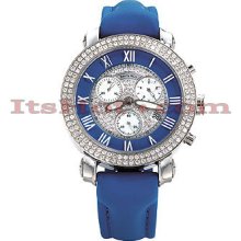 Womens Diamond Benny Co Iced Out Watch 1.9ct Blue