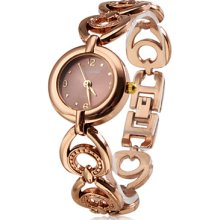 Women's Fashionable Style Alloy Analog Quartz Bracelet Watch (Bronze)