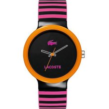 Women's lacoste goa pink/ black silicone strap watch 2020003