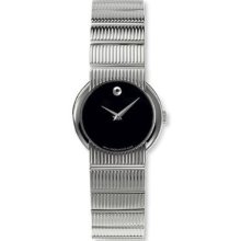 Women's Movado Concerto Black Dial Silver Tone Stainless Steel Watch 0604422