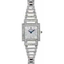 Women's Square Stainless Steel Dress Swarovski Crystal Bezel Links