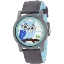 Women's ST/5512MPGY Grey Organic Cotton Strap Blue Owl Dial