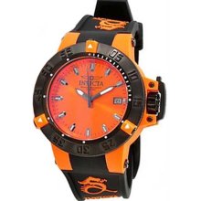 Women's Subaqua Noma III Orange Dial Quartz Date Display Rubber Strap