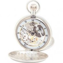 Woodford Sterling Silver Twin Lid Skeleton Pocket Watch