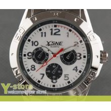 Y342 Men Quartz Wrist Watch - White Big Decorated Dial