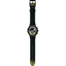 YCB4011 Swatch Mens Electro Vibes Black Silicone Strap Chronograph Wat...