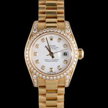 Yellow gold rolex datejust watch womens president style diamond marker dial - Yellow - Gold