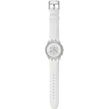 YRS426 Swatch Mens Cold Hour White Leather Strap Watch