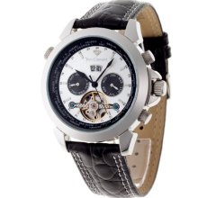 Yves Camani Men's Automatic Watch Worldtimer Silber/Schwarz Yc1029-G With Leather Strap