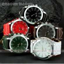 Z995 - Hot 5 Color Pu Leather Wide Strap Big Dial Men Women Sport Quartz Watch