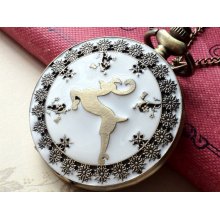 1 Piece of 45 mm Antique Bronze Reindeer Round Shape Pocket Quartz Watch Necklace (L30)(tg.u)