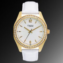 100% Authentic Caravelle By Bulova Women's Gold White Dial Watch 44l102