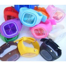 100pcs Lot Sales Square Candy Watch Bracelet Wrist Watch ,fashion Si