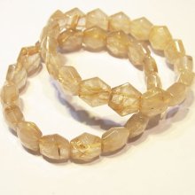 10mm Bracelet Rutilated Quartz Gold Cut - 4503 Semi Gemstones Beads -