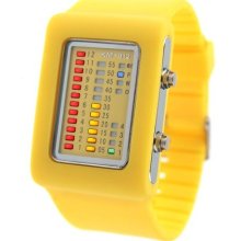 11 Color Choice - Unisex Binary Silicon Led Wrist Watch ( Yellow ) Fa