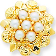 14k Polished Floral Cultured Pearl Bracelet Slide