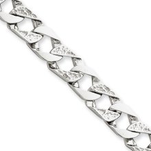 14K White Gold, 7.35mm Fancy Link Bracelet - 7 Inch