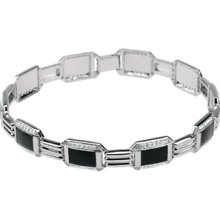 14K White Gold Black Enamel 1.5 ct tw Diamond Men's Bracelet