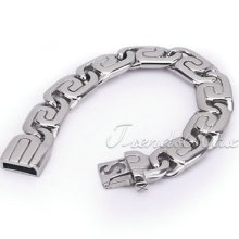 16mm Width Mens Boys Heavy Biker Snail 316l Stainless Steel Bracelet Link Chain