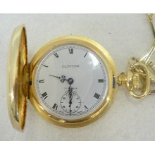 17 Jewel Clinton Pocket Watch With Chain