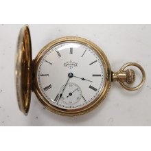 1896 Elgin 14k Gold Mens Pocket Watch Works Vintage Dress Gold Hunter Case