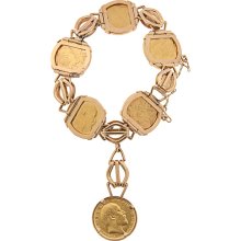 18k/ 22k Gold Six Gold Sovereign Coin Estate Bracelet (estate)