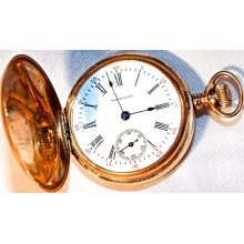 1902 Waltham Ladies Pocket Watch - 14K Rose Gold - Size 0 - Hunter Cas