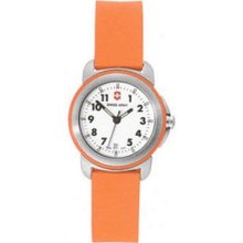 $195 Victorinox Swiss Army Womens 24553 Orange Analog Watch Date No Battery