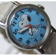 1958 Snoopy Silver Ladies Watch - Mint - w/ New Speidel Leather Strap